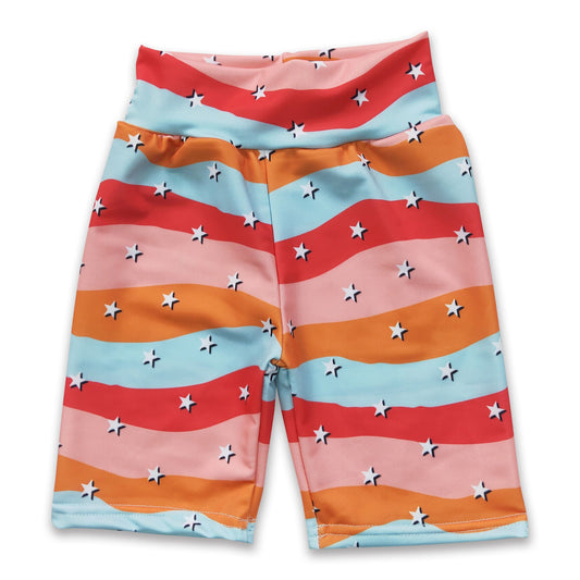 Star colorful wave baby girls shorts