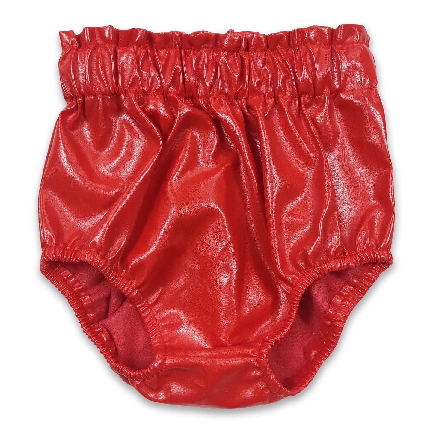 Red leather baby girls bummies
