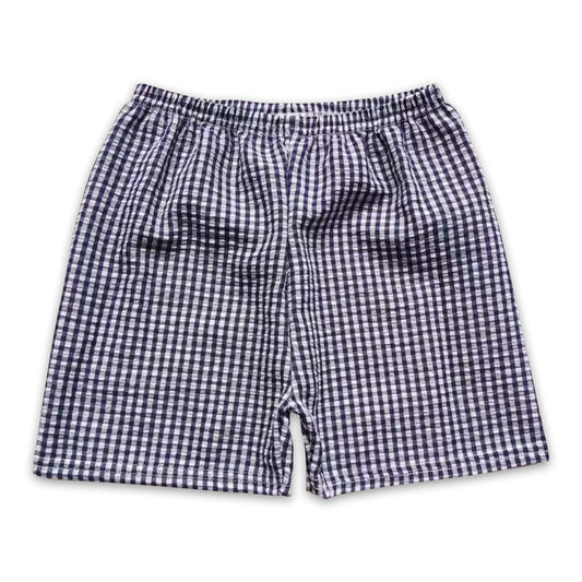 Blue plaid seesucker baby boy shorts