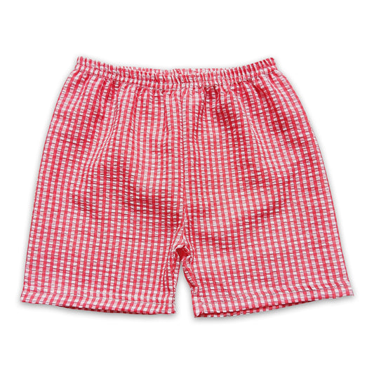 Red plaid seesucker baby boy shorts