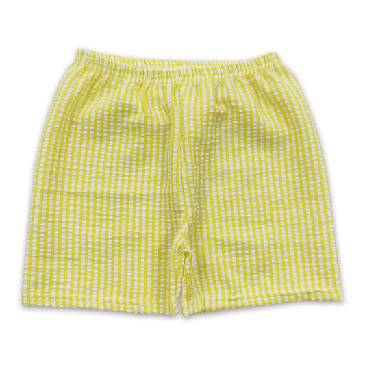 Yellow plaid seesucker baby boy shorts