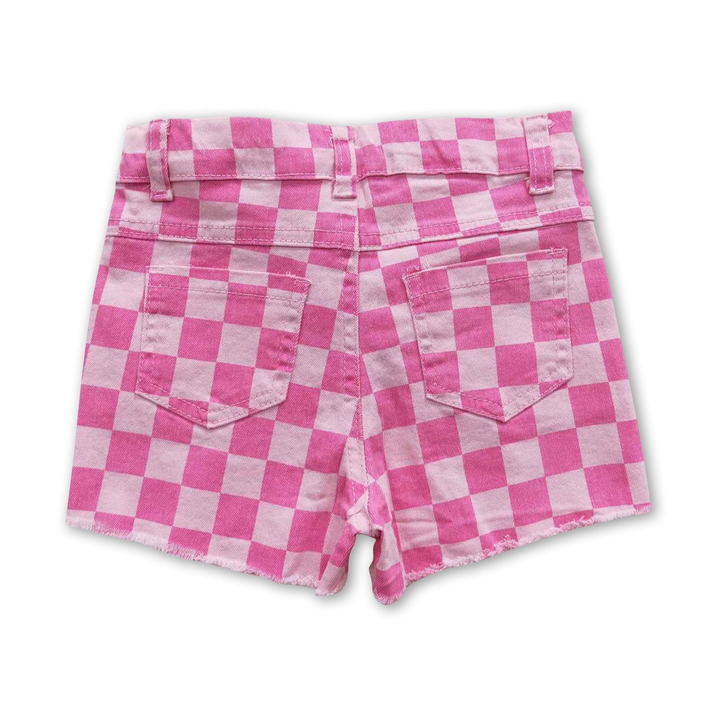 Pink plaid jeans baby girls summer denim shorts