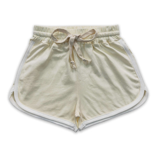 Beige cotton baby girls summer shorts