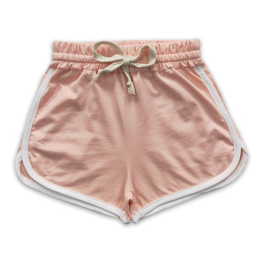 Peach cotton baby girls summer shorts