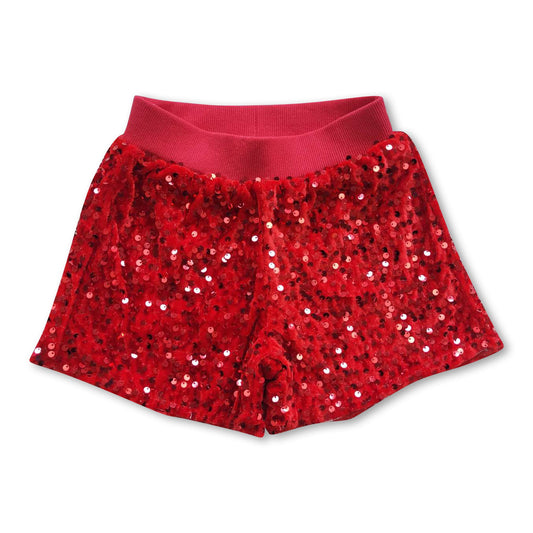 Red sequin lining baby girls shorts