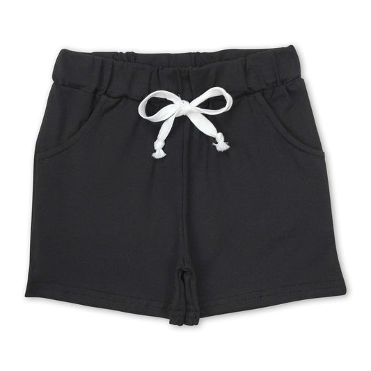 Black cotton pocket kids boy summer shorts