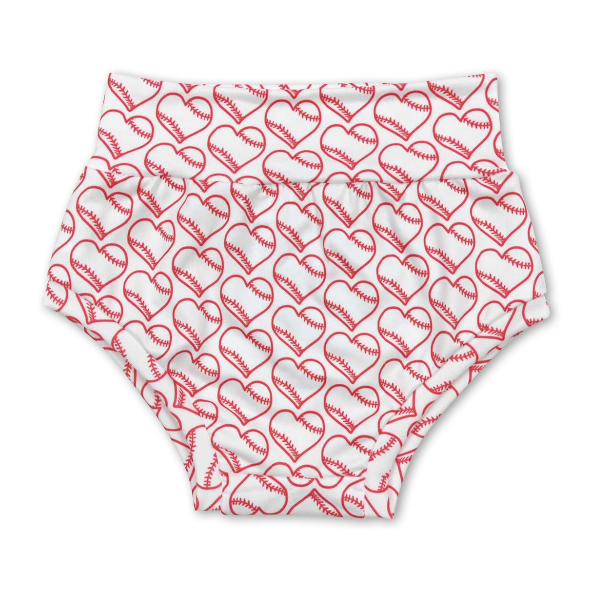 Heart baseball baby girls bummies