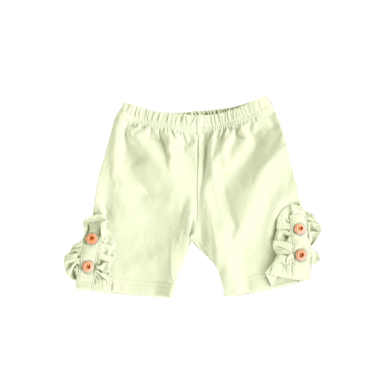 Yellow cotton button baby girls summer shorts