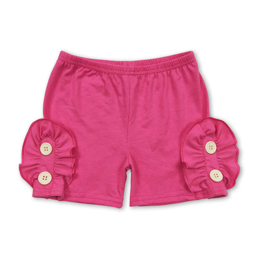 Hot pink cotton button baby girls summer shorts