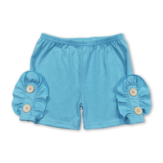 Aqua cotton button baby girls summer shorts