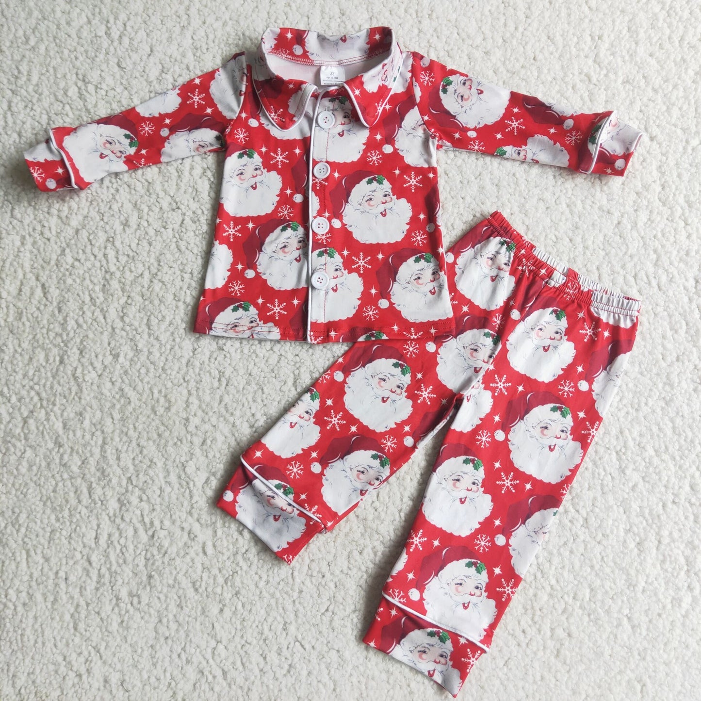 Santa print boy Christmas pajamas