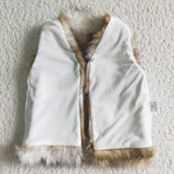 High quality white kahki faux fur girls vest