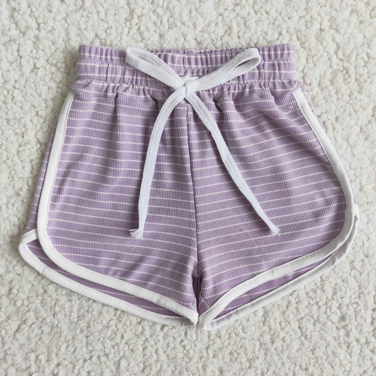 High quality cotton small purple drawstring girls summer shorts