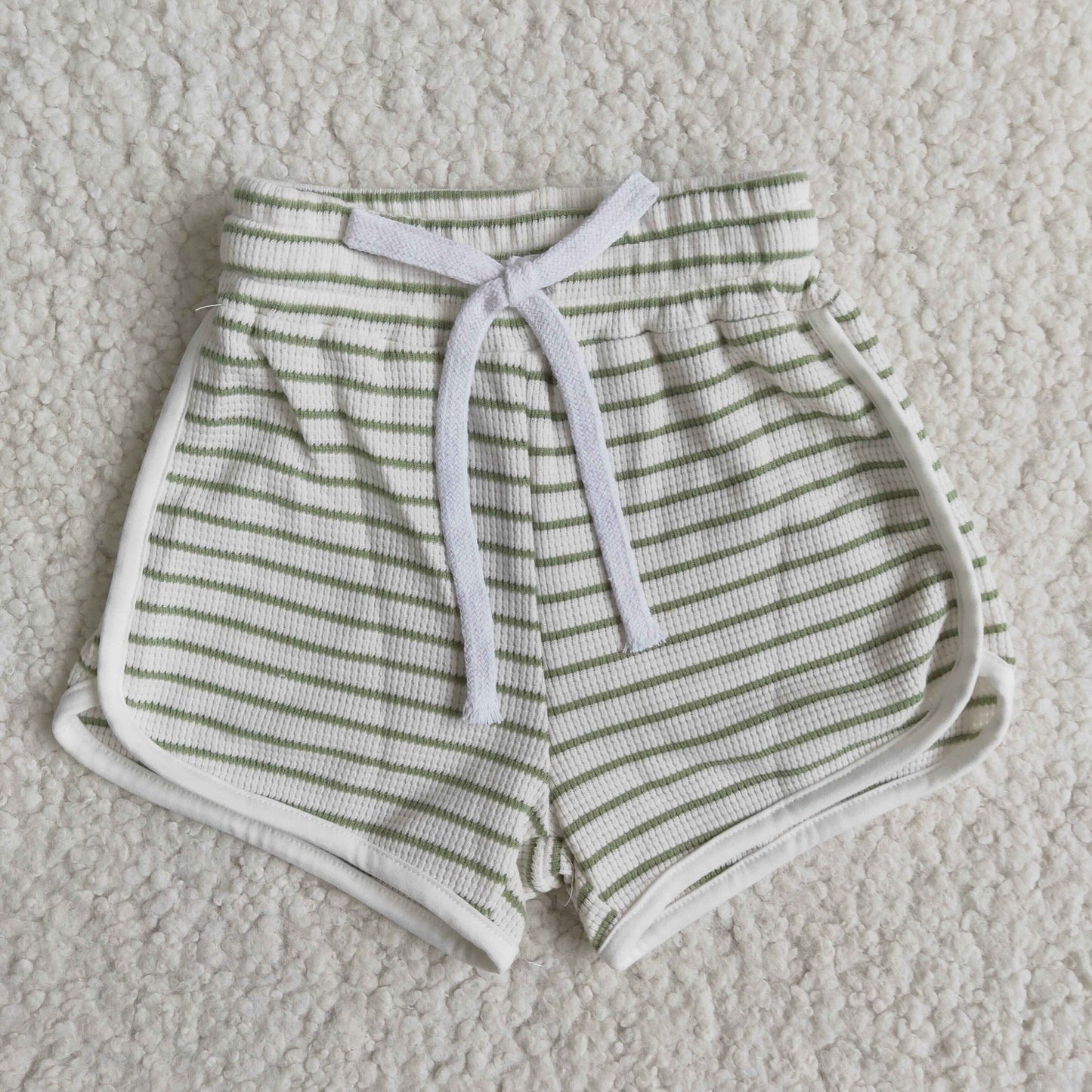 High quanlity cotton pink green white drawstring girls summer shorts