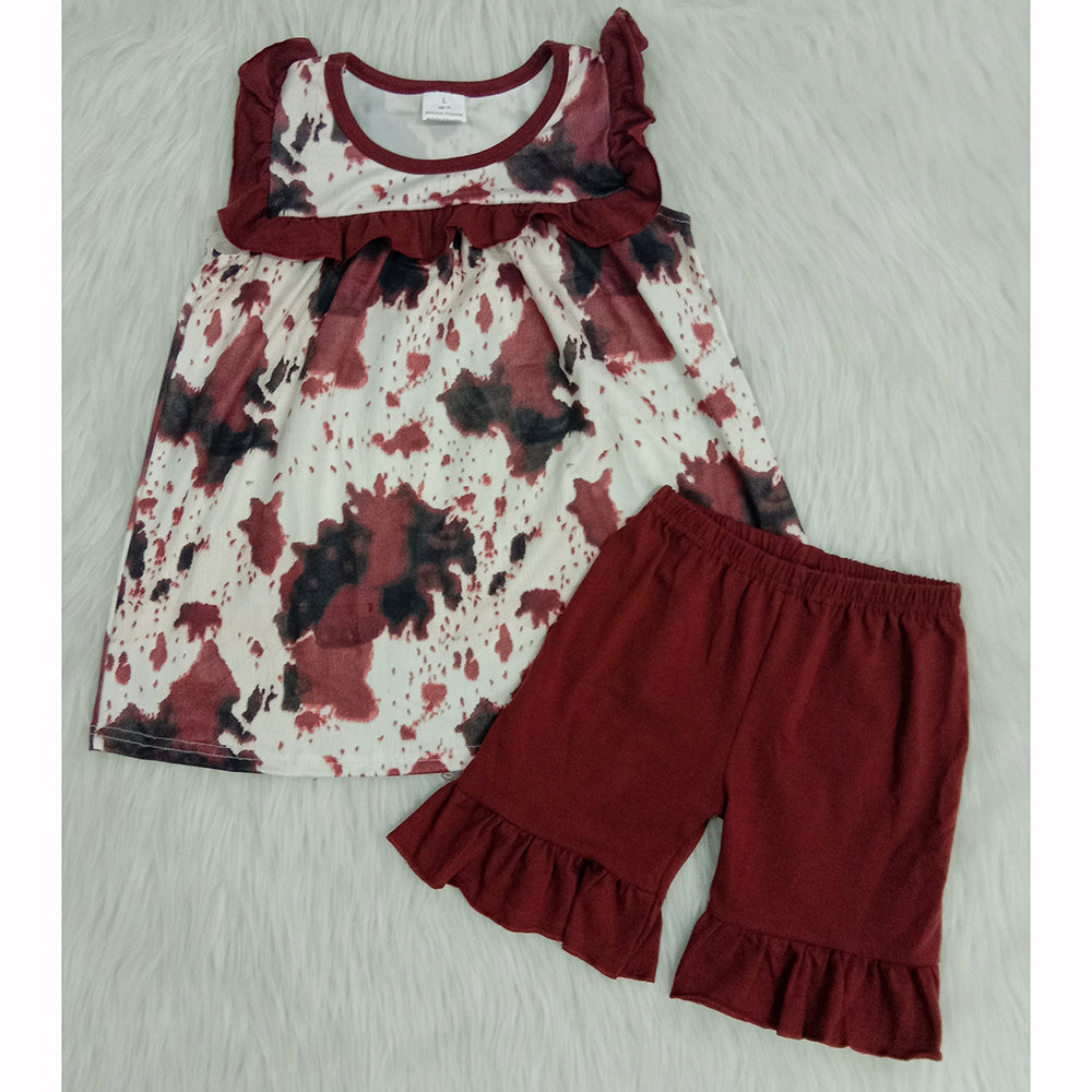 Girl Cow Print Short Outfit